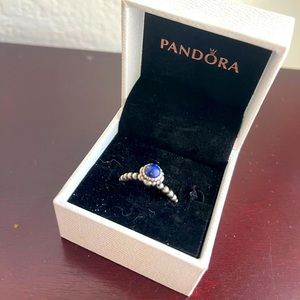 PANDORA September Bloom Ring With Lapis Lazuli